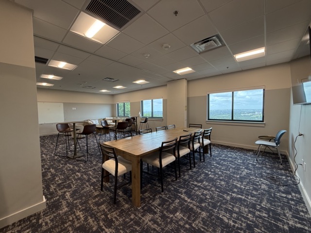 Conference table and seating in the modern meeting room.